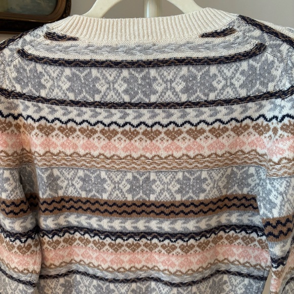 J. Crew Cream, Pink & Gray Fair Isle Crewneck Sweater - Picture 6 of 7